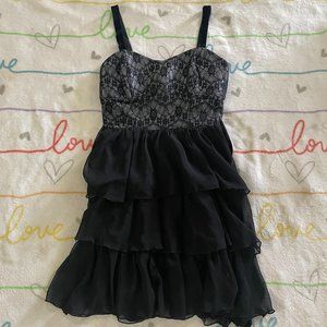 Black Lace Ruffle Formal Party Prom Dress Womans sz Small S